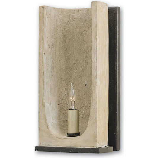 Rowland Wall Sconce by Currey and Company in aged steel, portland. Made from concrete, wrought iron in a eclectic & global style.