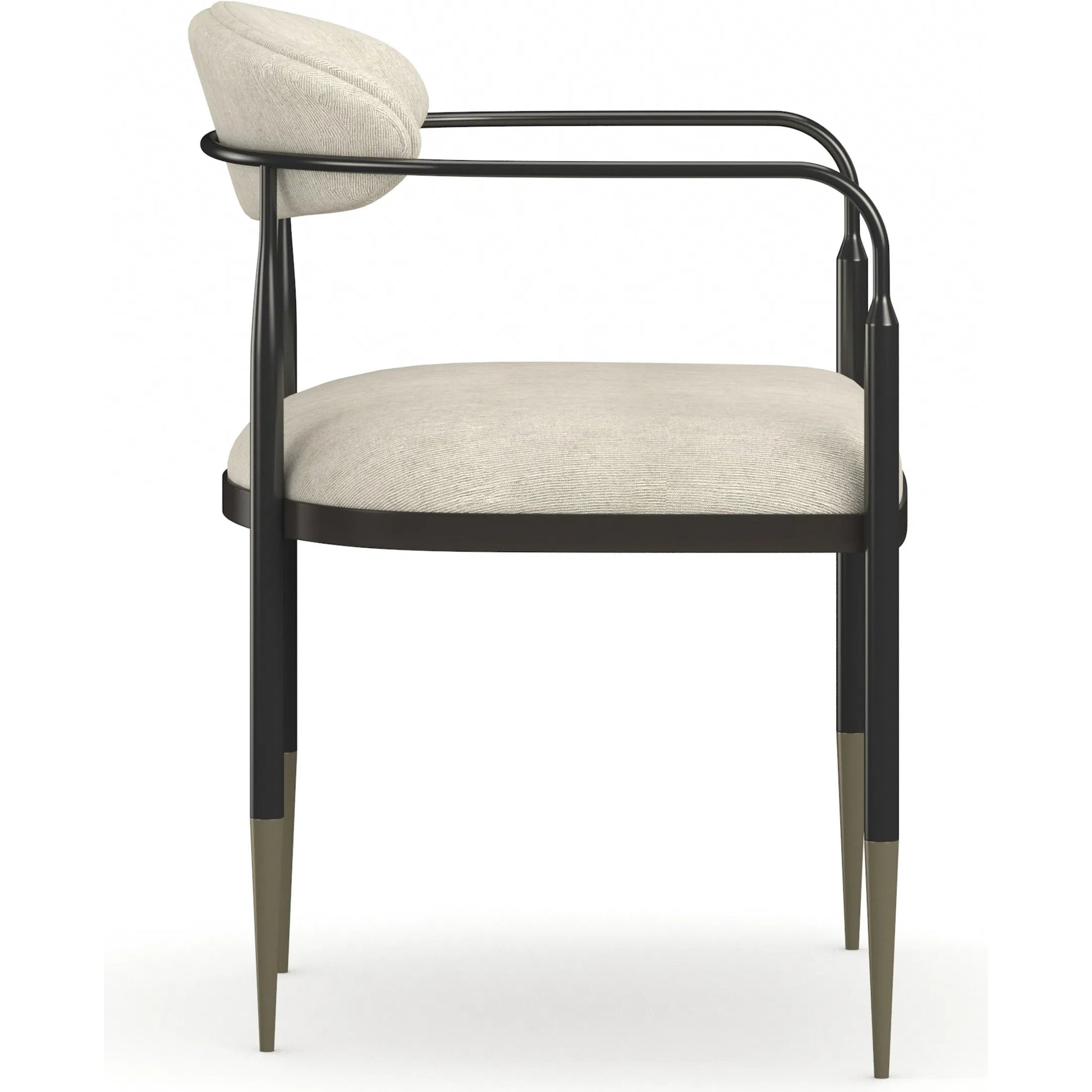 Epoch Armchair by Caracole in ivory and deep bronze, champagne gold. Made from unique in a transitional style.