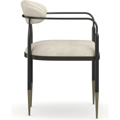 Epoch Armchair by Caracole in ivory and deep bronze, champagne gold. Made from unique in a transitional style.