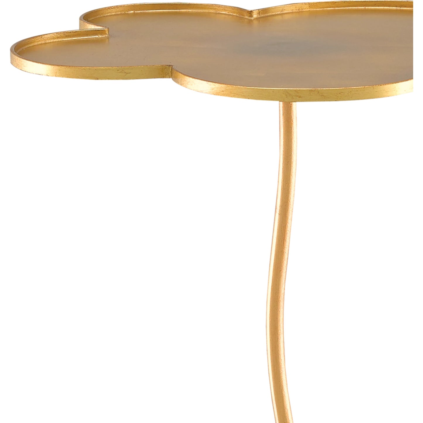 023 S-336132 | Closeup | Fleur Accent Table by Currey and Company in gold leaf. Made from iron in a transitional style.
