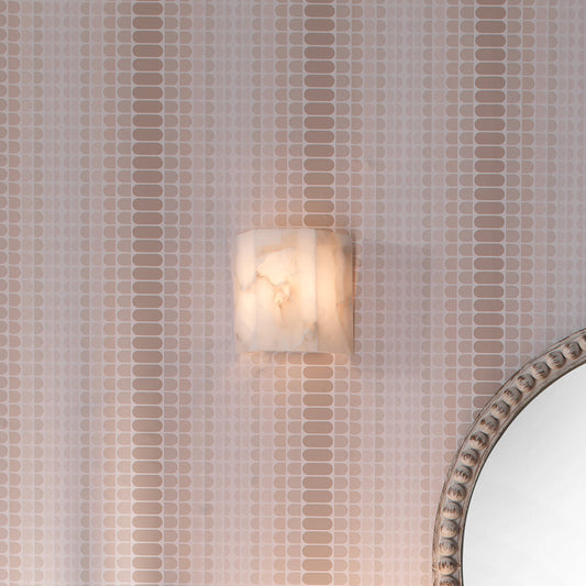 Borealis Hexagon Wall Sconce by Jamie Young in alabaster. Made from alabaster in a transitional style.