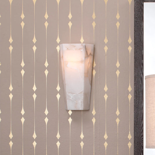 Borealis Hexagon Alabaster Sconce by Jamie Young in alabaster. Made from alabaster in a transitional style.