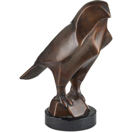 Horus Bird Bronze by Currey and Company in dark brown. Made from bronze in a rustic style.
