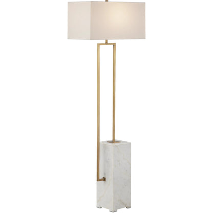 Beside Floor Lamp by Currey and Company in white, antique brass. Made from marble, metal in a modern style.