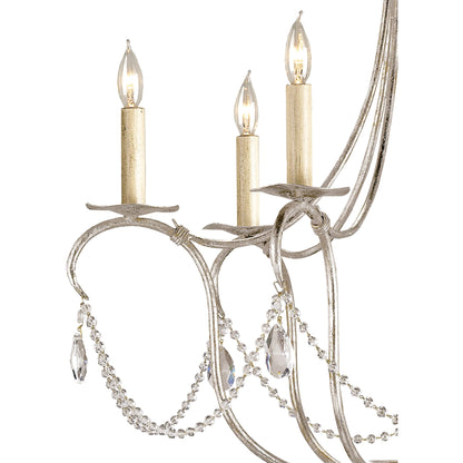 Crystal Light Chandelier by Currey and Company. Made from wrought iron, crystal in a traditional style.