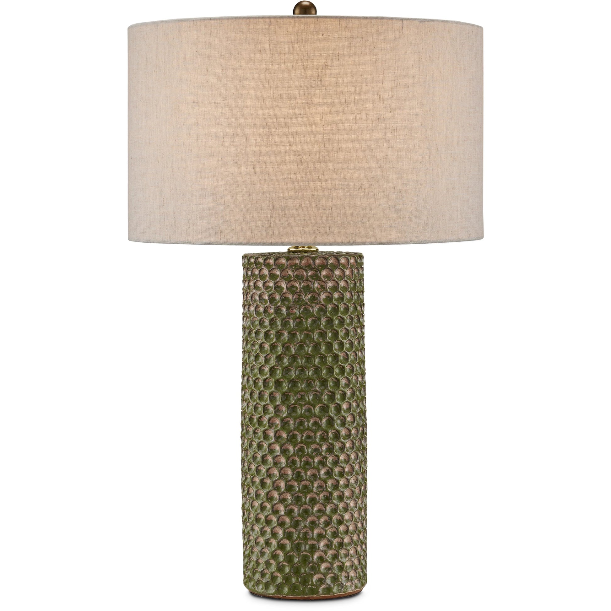 Polka Dot Table Lamp by Currey and Company in reactive blue, polished brass. Made from ceramic in a modern style.
