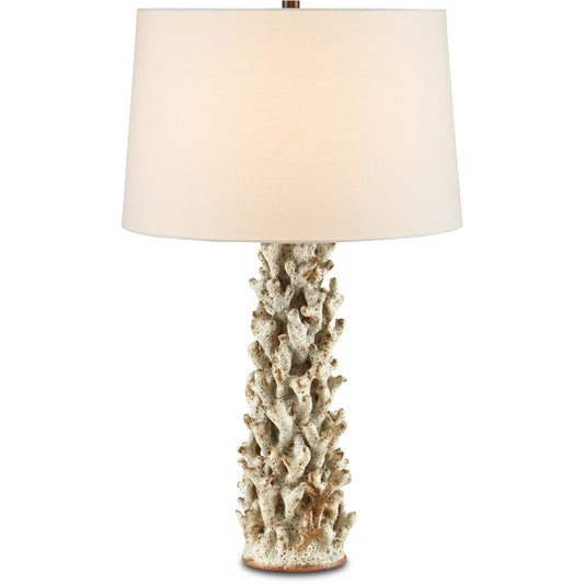 Staghorn Coral Table Lamp by Currey and Company in sunken white. Made from ceramic in a coastal style.