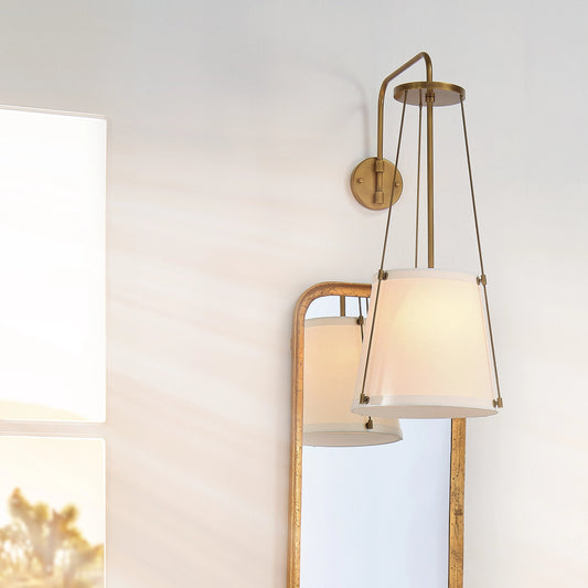 California Wall Sconce by Jamie Young. Made from metal & linen in a modern style.