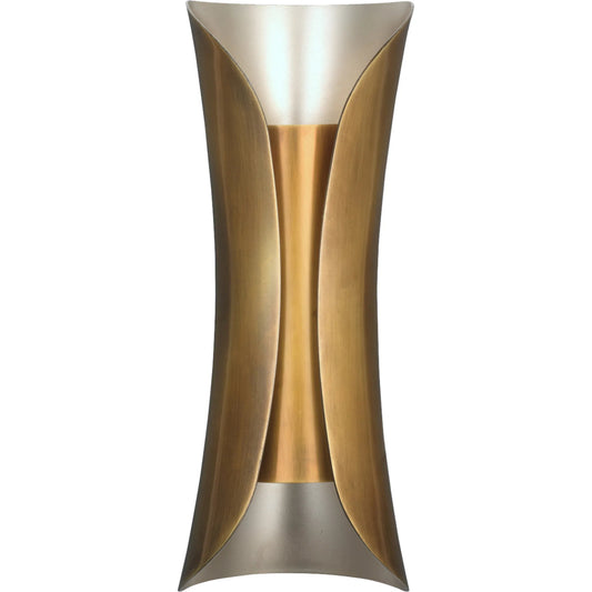 Capsule Sconce by Jamie Young in antique brass, antique silver interior. Made from steel in a modern style.