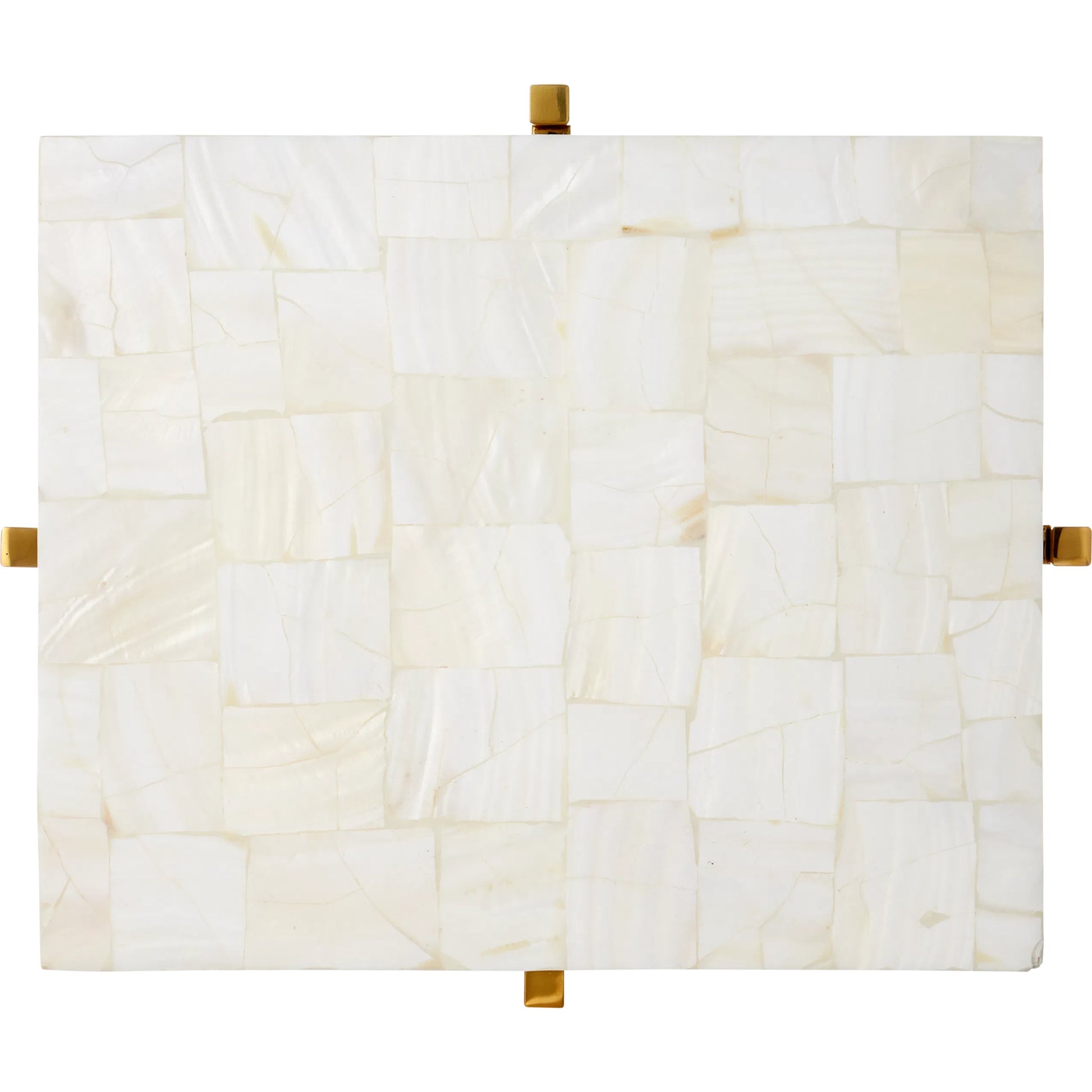 Casey Mother of Pearl Accent Table by Currey and Company in natural, brass. Made from mother of pearl, stainless steel, engineered wood in a modern style.