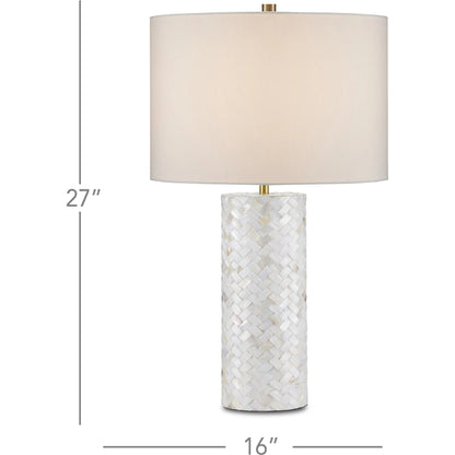 Meraki Mother-Of-Pearl Table Lamp by Currey and Company. Made from mother of pearl, engineered wood in a modern style.