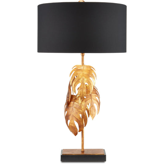 Irvin Table Lamp by Currey and Company in vintage gold. Made from wrought iron, granite in a coastal style.