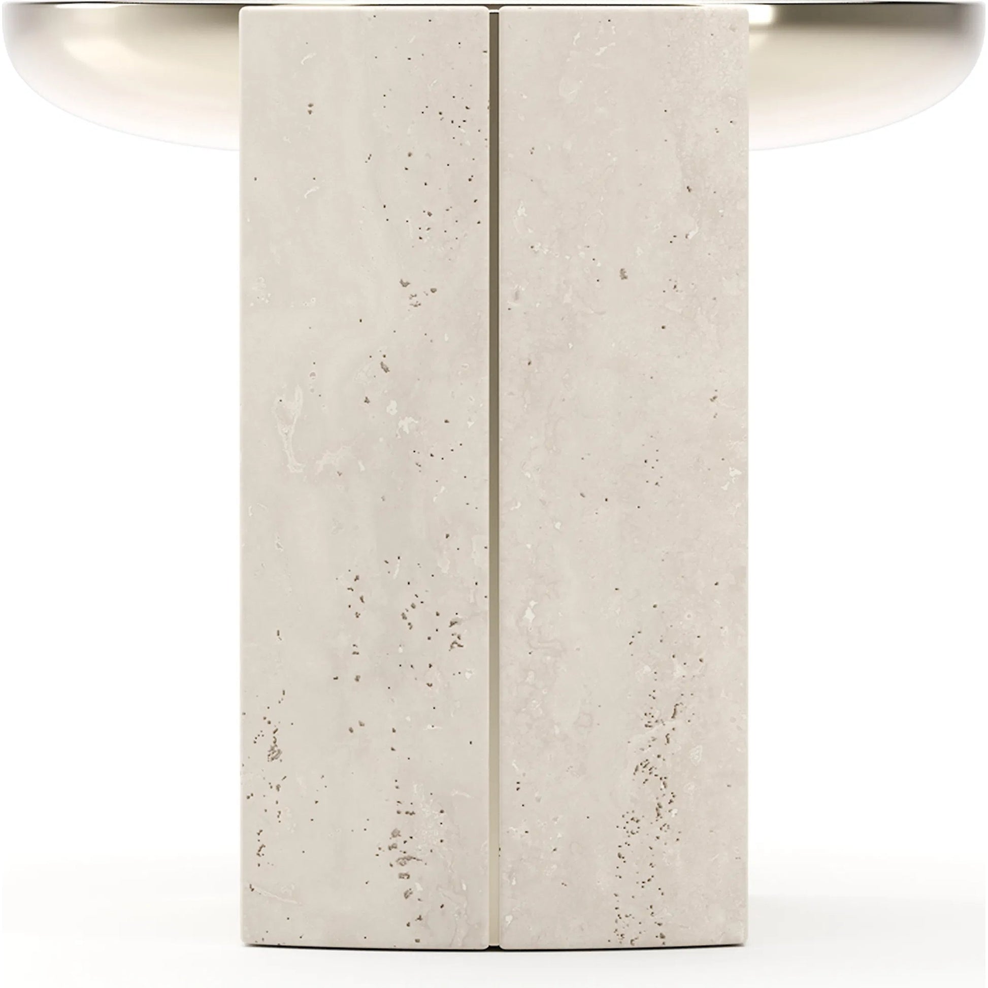 Overlap Round Side Table by Caracole in whisper of gold. Made from stone in a modern style.