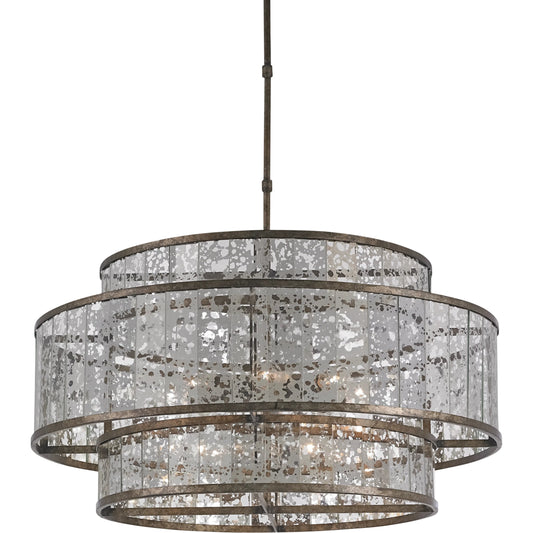 Fantine Chandelier by Currey and Company. Made from wrought iron, glass in a traditional style.