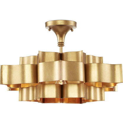 Grand Lotus Pendant/Semi-Flush Mount by Currey and Company. Made from wrought iron in a modern style.