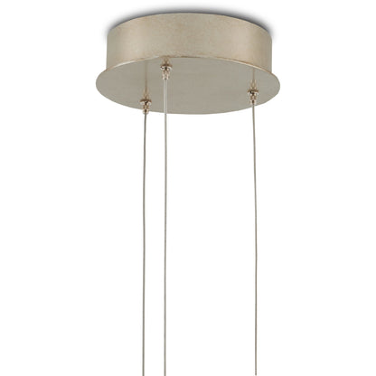 Iota 3-LIGHT Multi-Drop Pendant by Currey and Company in antique brass, silver. Made from brass in a modern style.