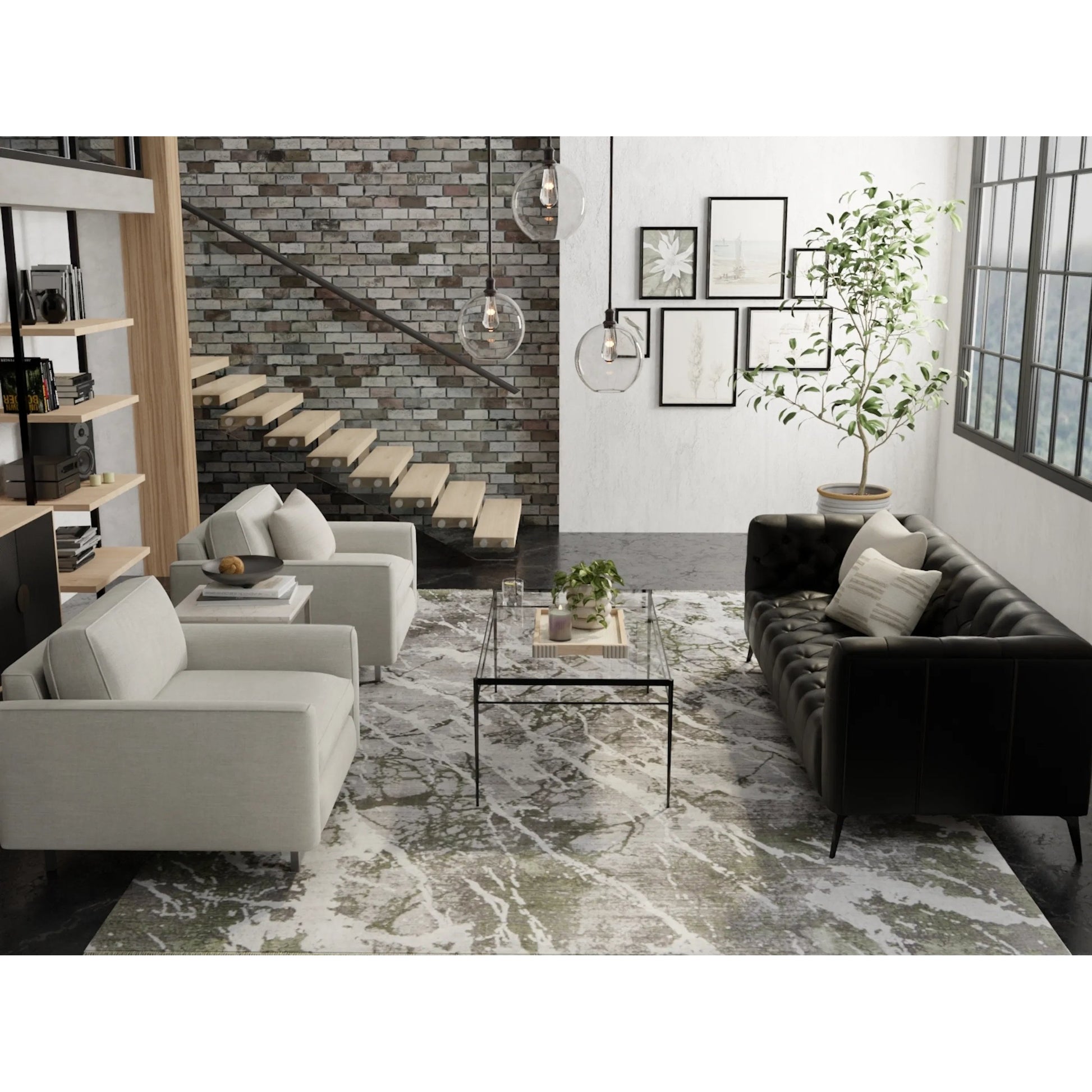 Cadiz Rug - 86639N6F by Feizy in gray, green, taupe. Made from viscose, acrylic in a unique style.