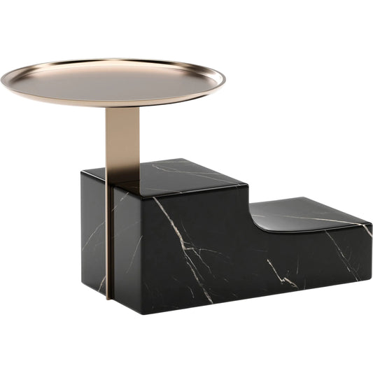 Overlap Nightstand Base by Caracole in whisper of gold. Made from stone in a modern style.