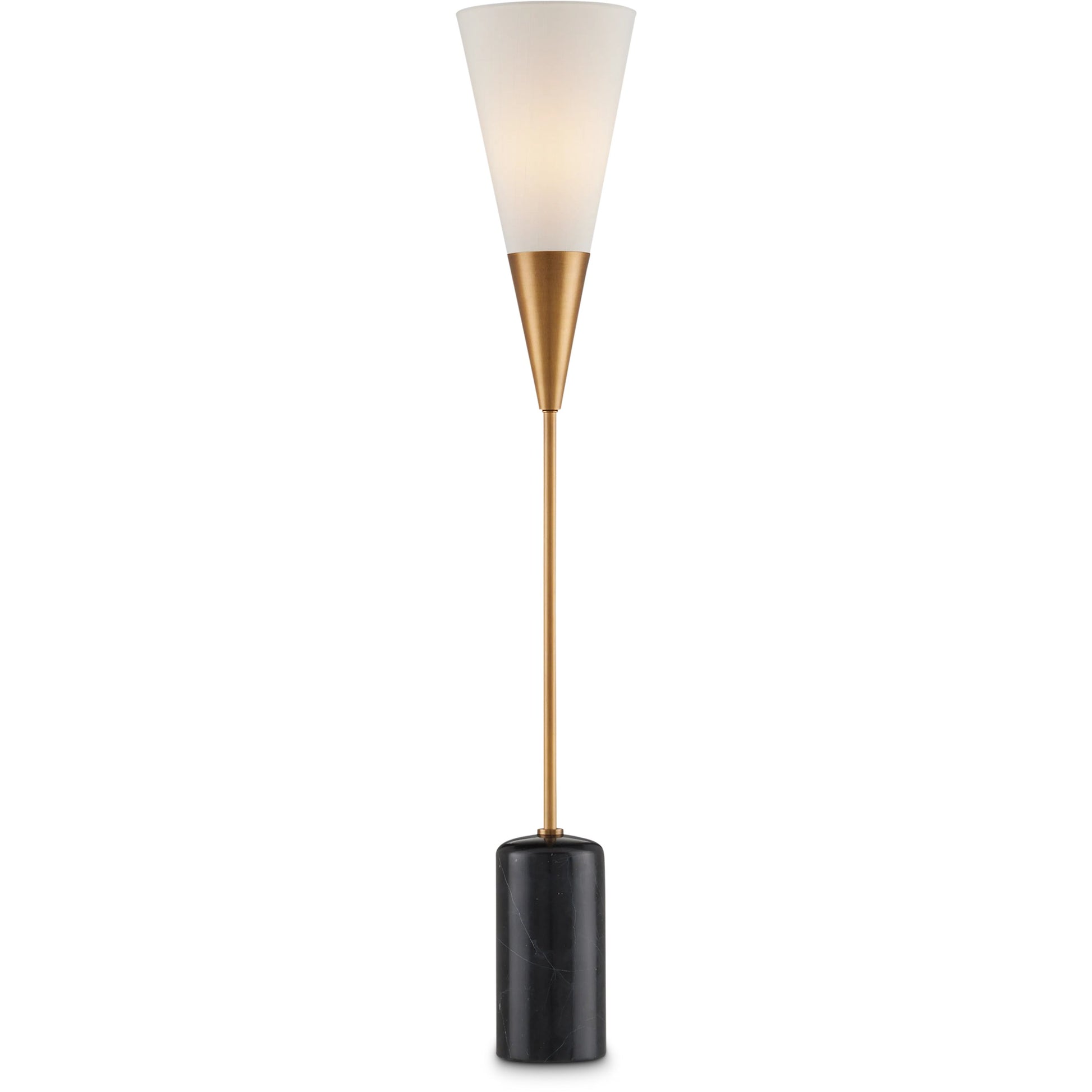 Martini Torchiere Table Lamp by Currey and Company in brushed brass, black. Made from metal, marble in a modern style.