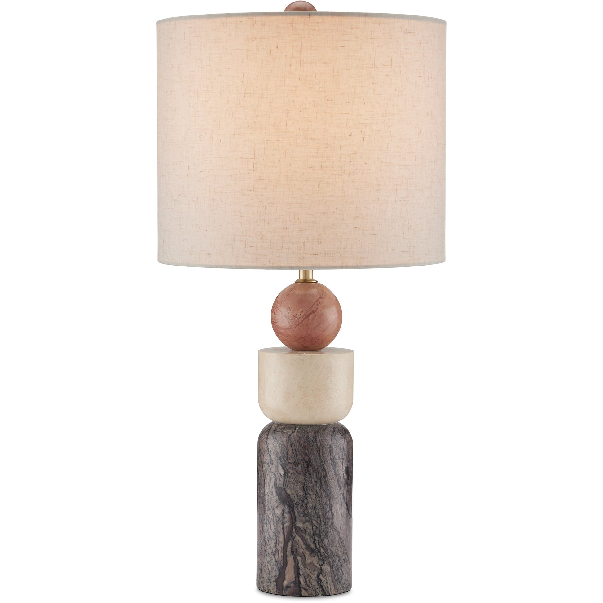 Moreno Table Lamp by Currey and Company in natural. Made from rosa cappuccino marble, camello neve marble, breccia marble in a modern style.