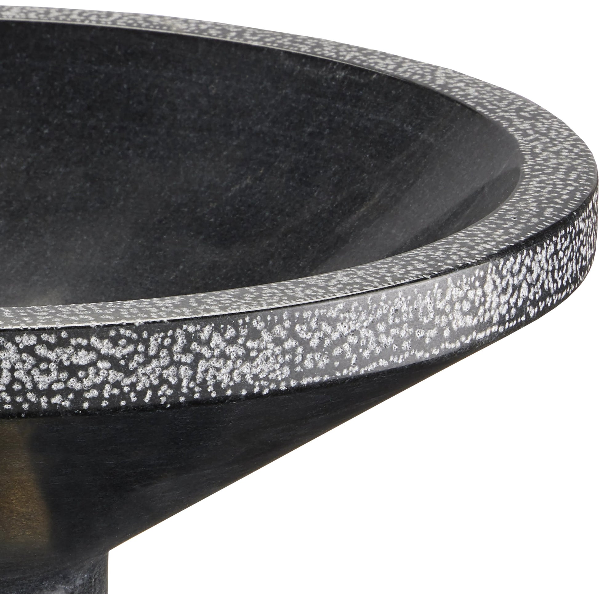 Vincent Marble Bowl by Currey and Company in black, brass. Made from marble, brass in a modern style.