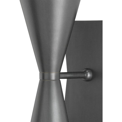 Gino Wall Sconce by Currey and Company in dark gray, white interior. Made from metal in a modern style.