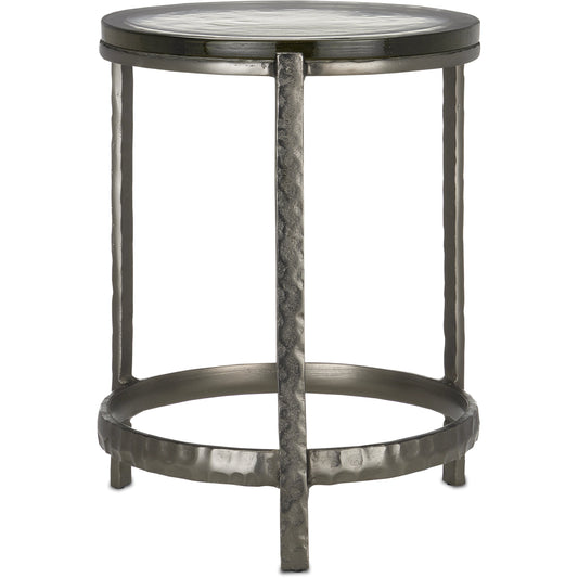 Acea Accent Table by Currey and Company. Made from cast aluminum, cast glass in a modern style.