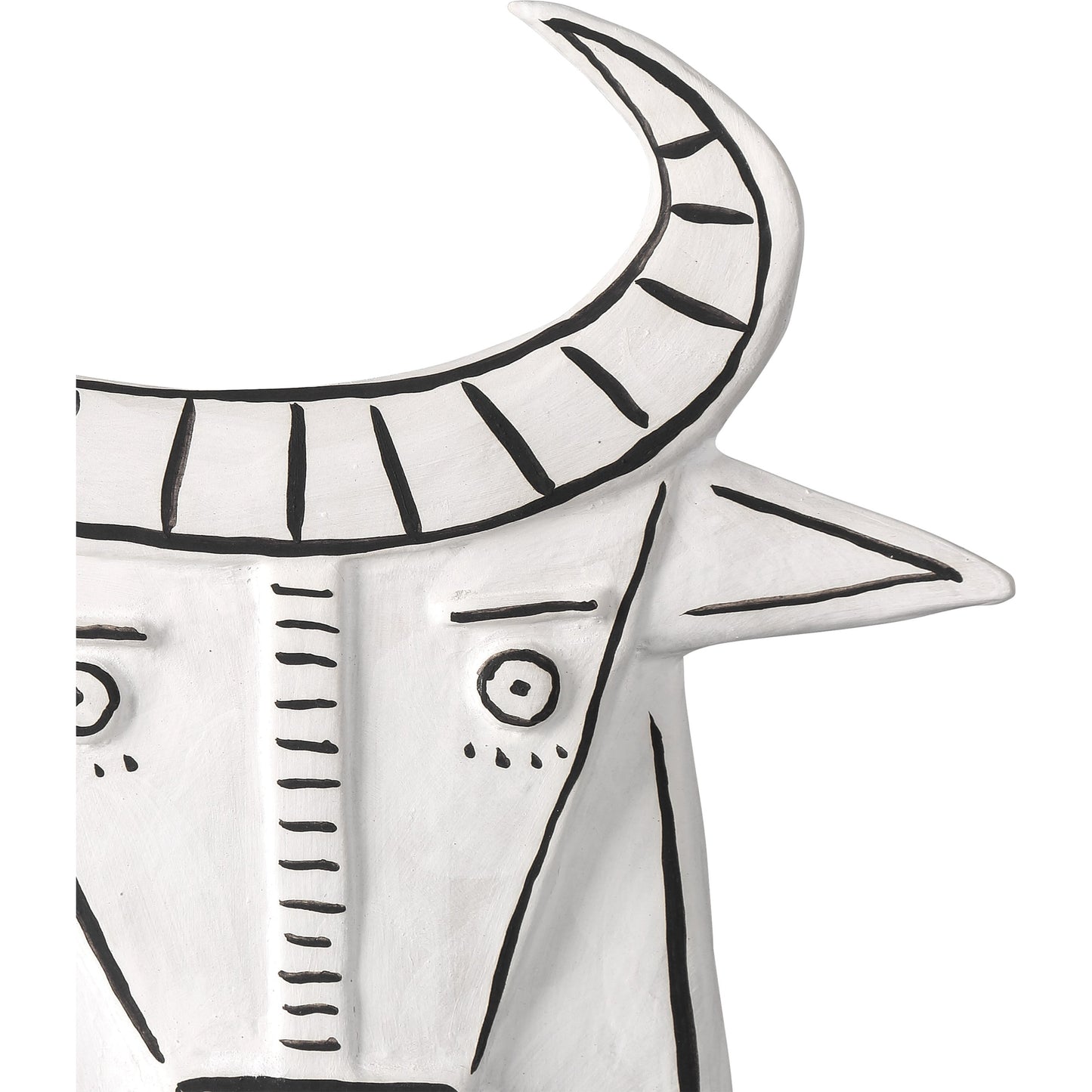 004 SI-2133941 | Closeup | Frank the Bull by Currey and Company in washed white, black. Made from porcelain in a eclectic & global style.