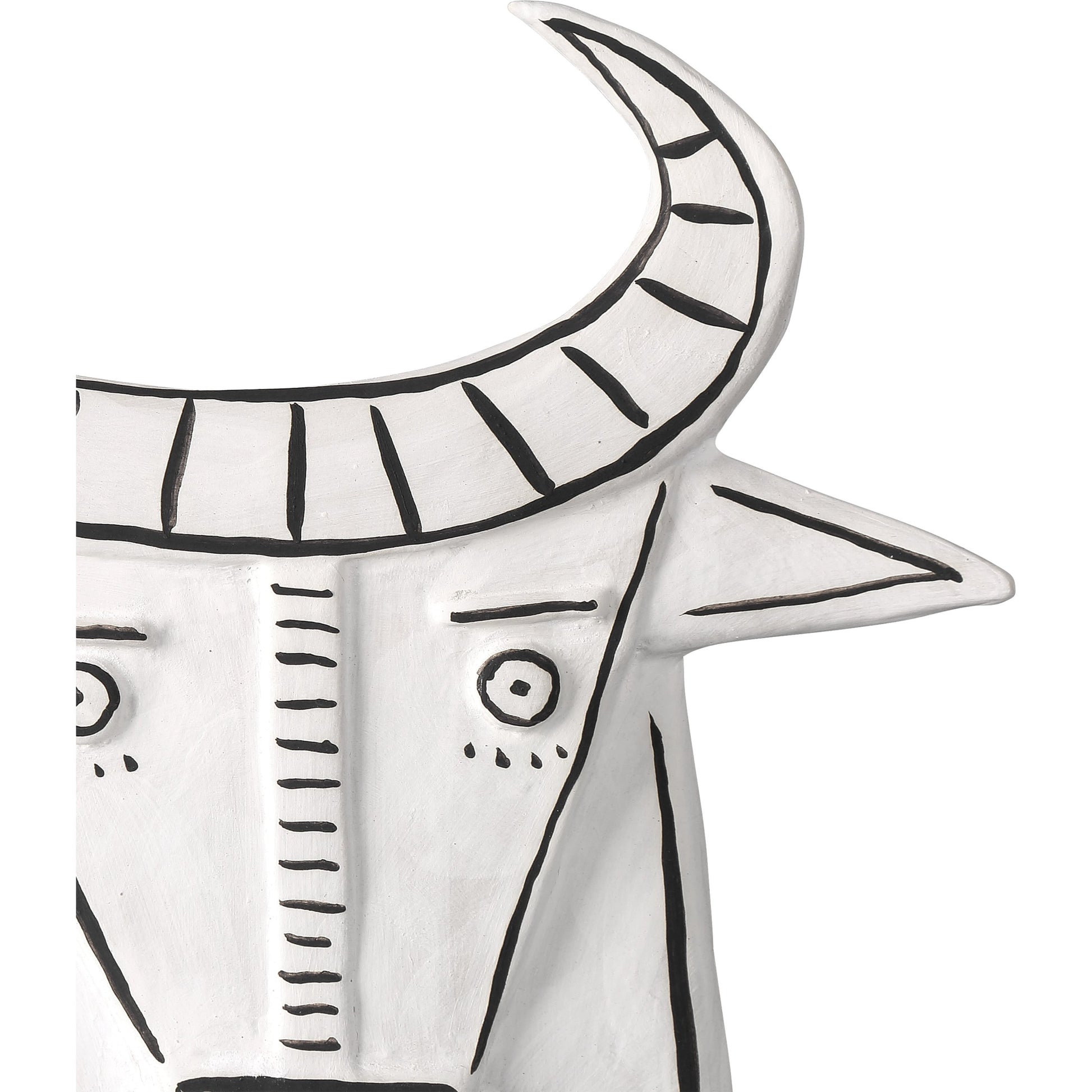 Frank the Bull by Currey and Company in washed white, black. Made from porcelain in a eclectic & global style.