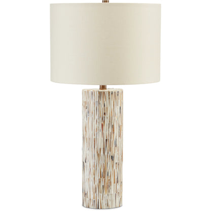 Aquila Table Lamp by Currey and Company in natural bone, antique brass. Made from bone, wood, composite in a transitional style.