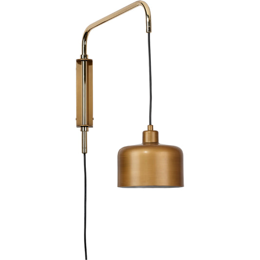 Jeno Swing Arm Wall Sconce by Jamie Young in satin brass. Made from metal in a modern style.