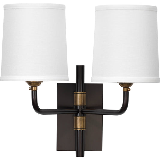 Lawton Double Arm Wall Sconce by Jamie Young in antique brass. Made from metal in a traditional style.