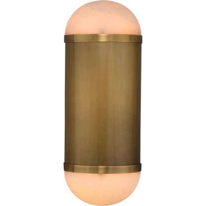 Remedy Wall Sconce by Jamie Young in antique brass and natural alabaster, antique brass iron. Made from alabaster in a unique style.
