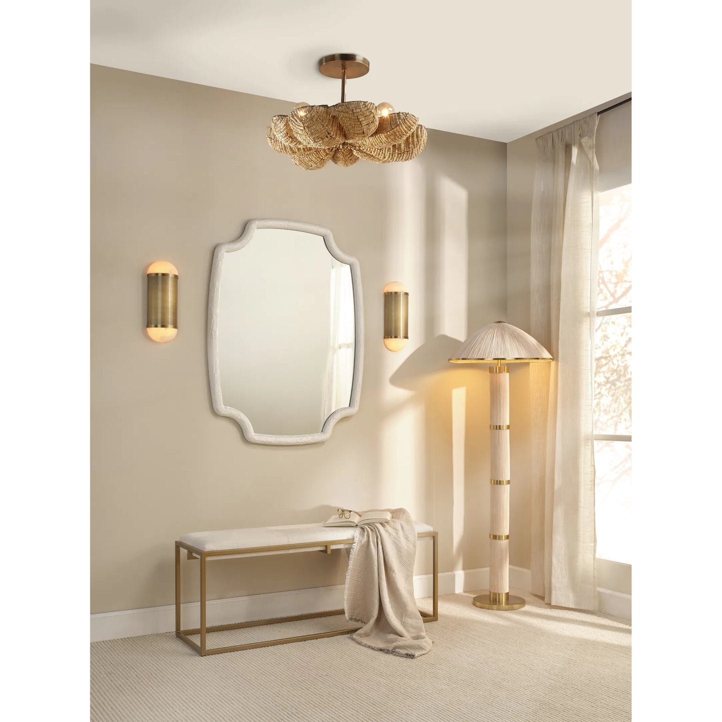 005 SI-2531185 | Lifestyle | Remedy Wall Sconce by Jamie Young in antique brass and natural alabaster, antique brass iron. Made from alabaster in a unique style.