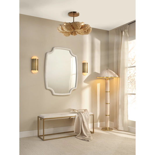 Remedy Wall Sconce by Jamie Young in antique brass and natural alabaster, antique brass iron. Made from alabaster in a unique style.