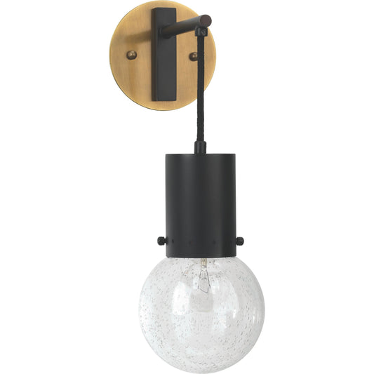 Strada Pendant Sconce by Jamie Young in oil rubbed bronze, antique brass, clear seeded glass. Made from steel, glass in a modern style.