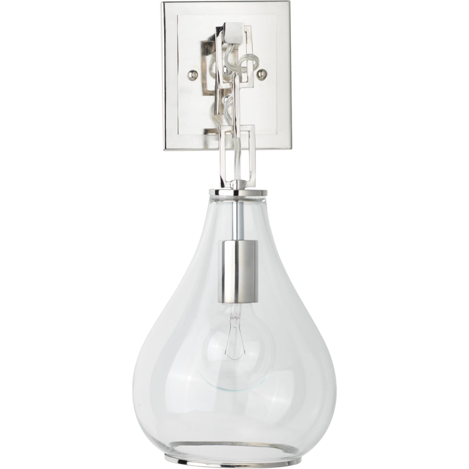 Tear Drop Hanging Wall Sconce by Jamie Young in clear glass, antique brass. Made from iron, glass in a transitional style.