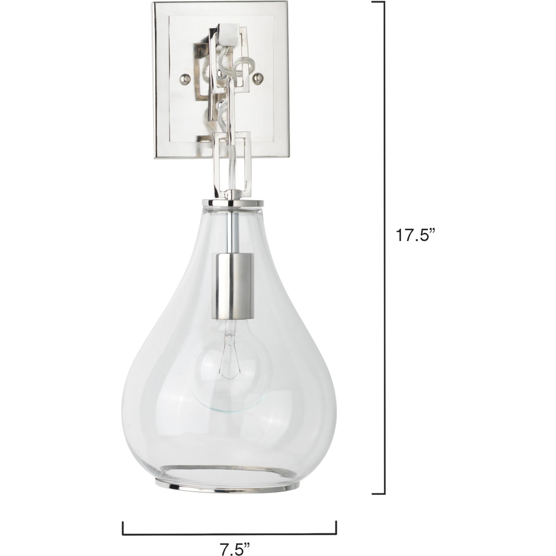 Tear Drop Hanging Wall Sconce by Jamie Young in clear glass, antique brass. Made from iron, glass in a transitional style.