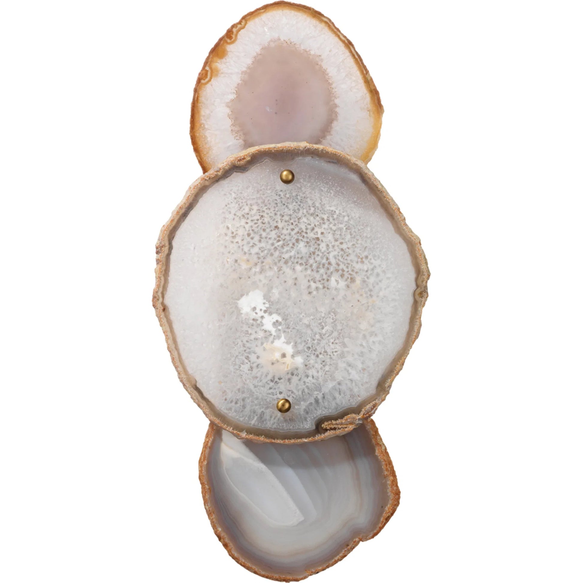 Trinity Wall Sconce by Jamie Young in pale lavender agate, antique brass. Made from agate, steel in a eclectic & global style.