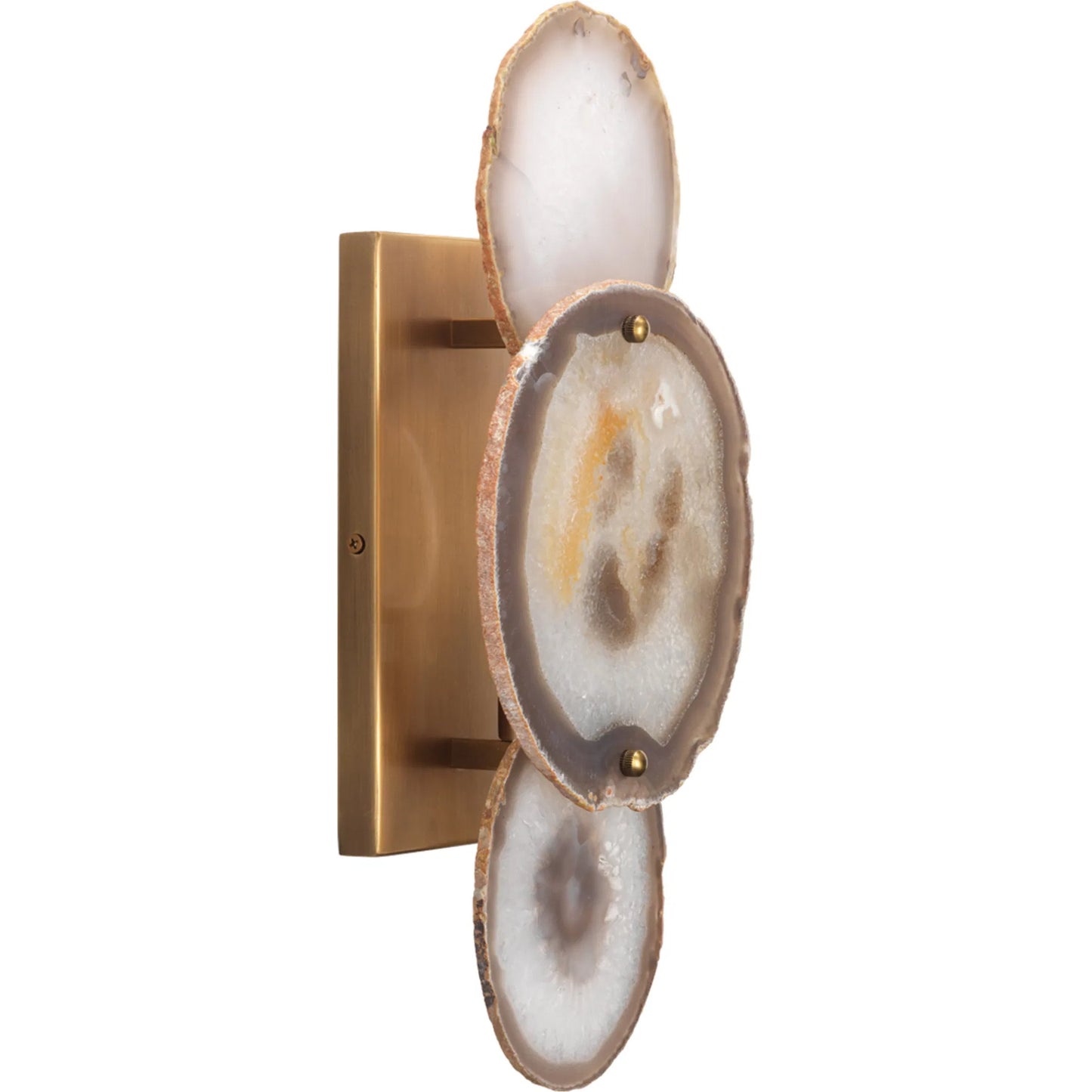 014 SR-708109 | Additional Silo | Trinity Wall Sconce by Jamie Young in pale lavender agate, antique brass. Made from agate, steel in a eclectic & global style.