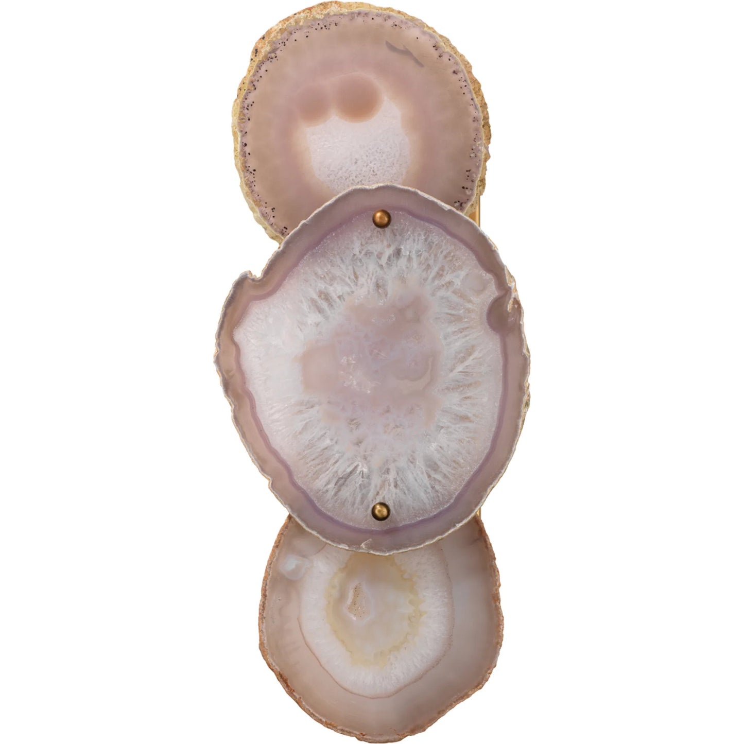 007 SR-708109 | Primary Silo | Trinity Wall Sconce by Jamie Young in pale lavender agate, antique brass. Made from agate, steel in a eclectic & global style.
