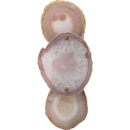 Trinity Wall Sconce by Jamie Young in pale lavender agate, antique brass. Made from agate, steel in a eclectic & global style.