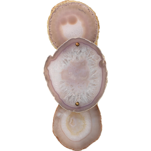 Trinity Wall Sconce by Jamie Young in pale lavender agate, antique brass. Made from agate, steel in a eclectic & global style.