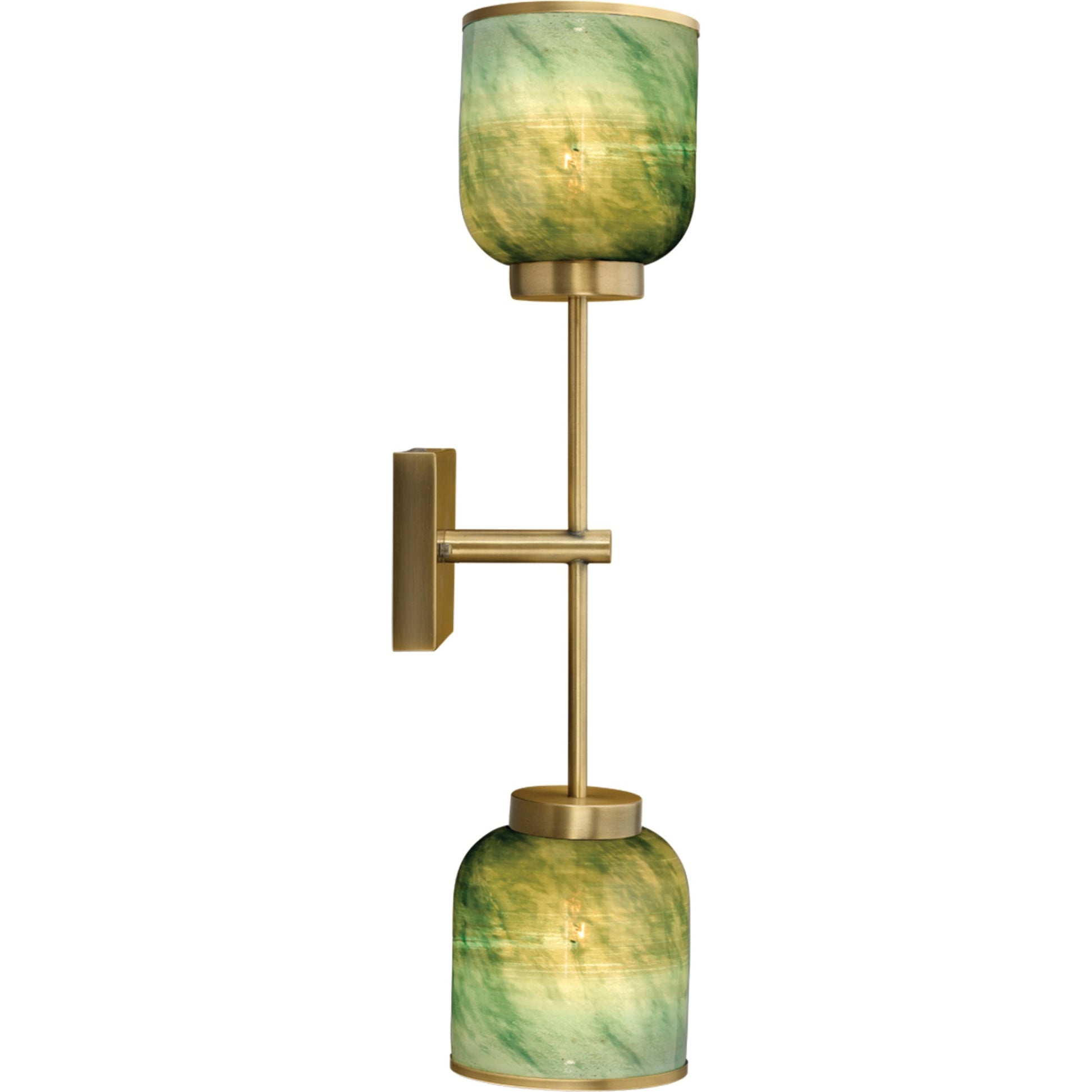 Vapor Sconce by Jamie Young in antique brass, aqua metallic glass. Made from iron, glass in a eclectic & global style.