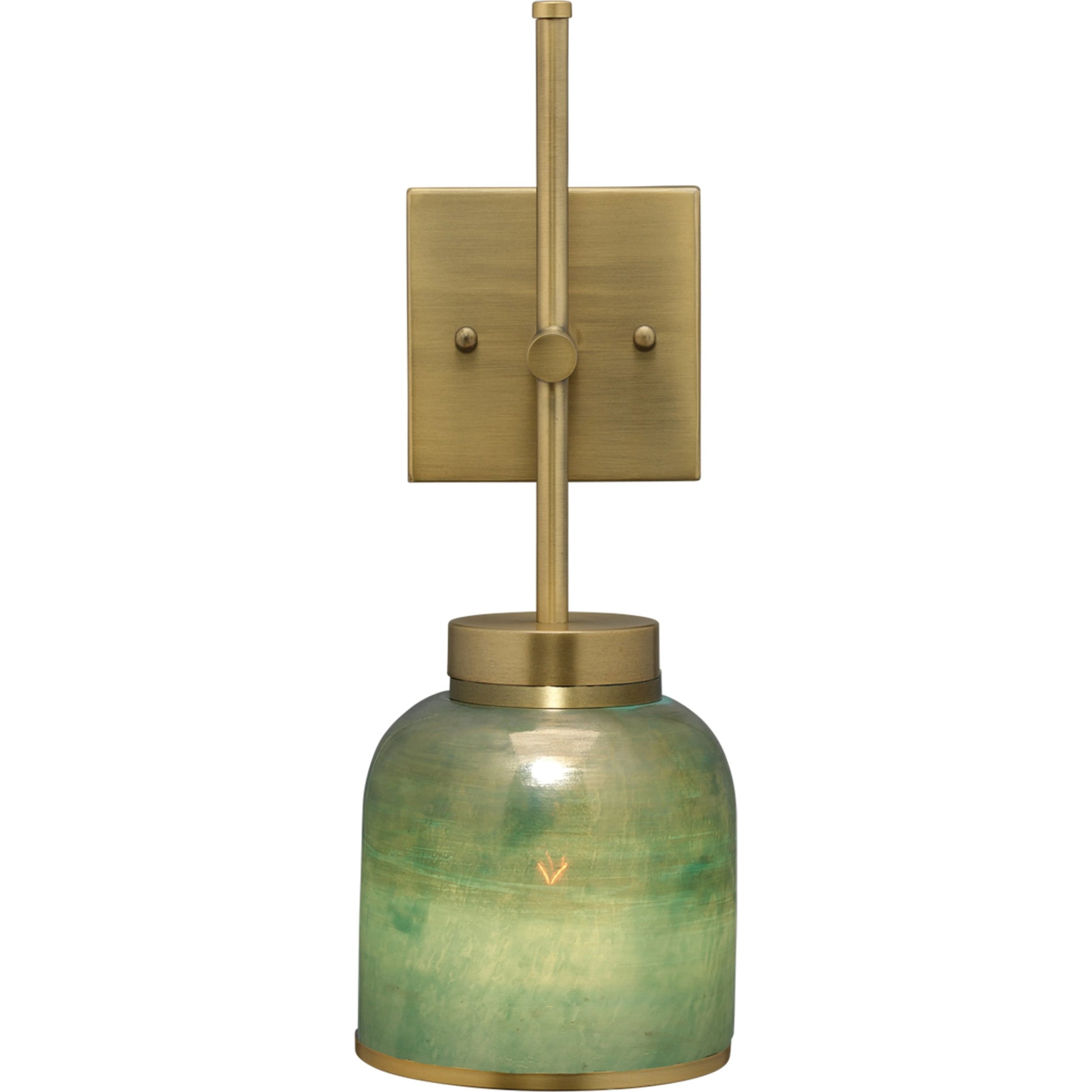 Vapor Sconce by Jamie Young in antique brass, aqua metallic glass. Made from iron, glass in a eclectic & global style.