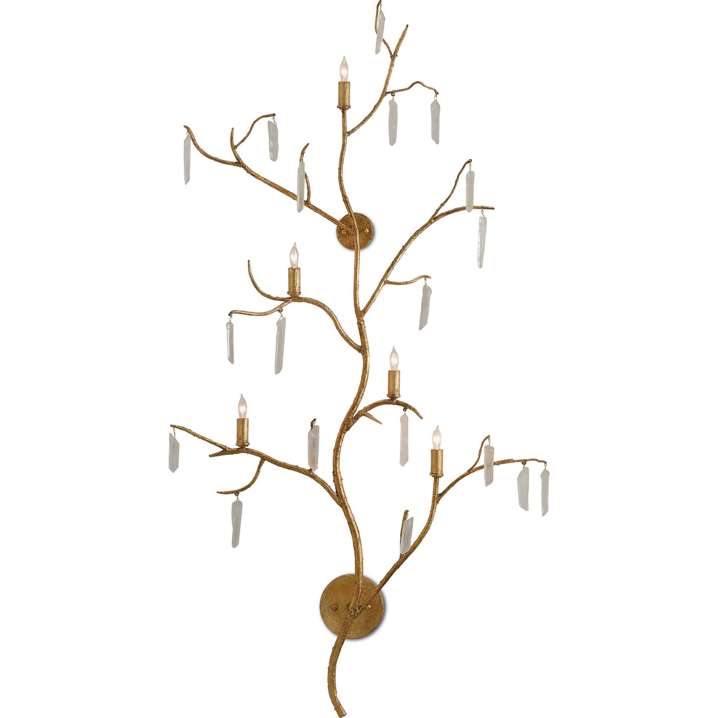 000 S-222886 | Additional Silo | Forest Light Wall Sconce by Currey and Company in washed lucerne gold, natural. Made from wrought iron, crystal stone in a traditional style.