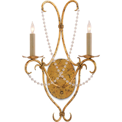 Crystal Lights Wall Sconce by Currey and Company. Made from wrought iron, crystal in a traditional style.