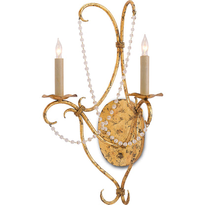 Crystal Lights Wall Sconce by Currey and Company. Made from wrought iron, crystal in a traditional style.