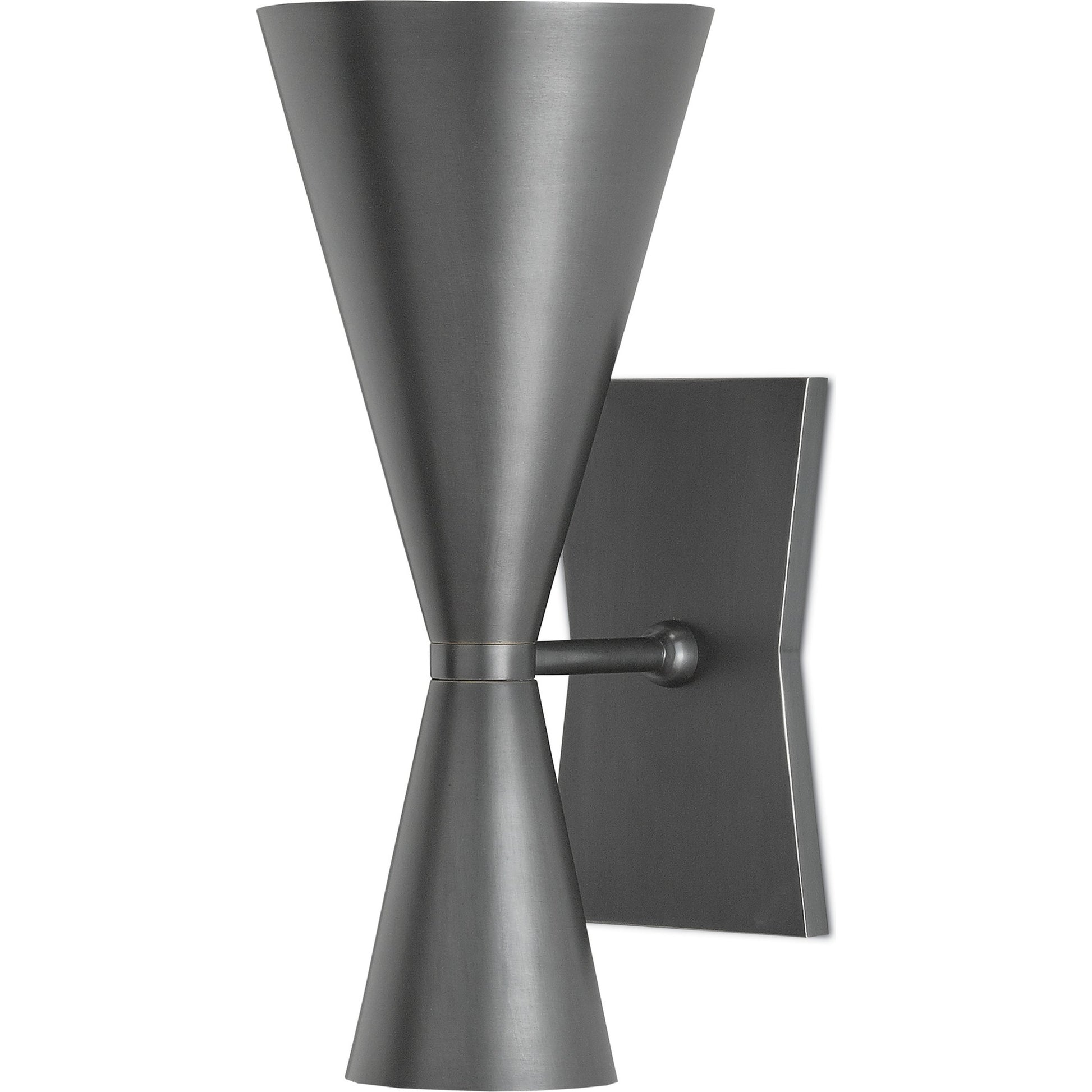 Gino Wall Sconce by Currey and Company in dark gray, white interior. Made from metal in a modern style.
