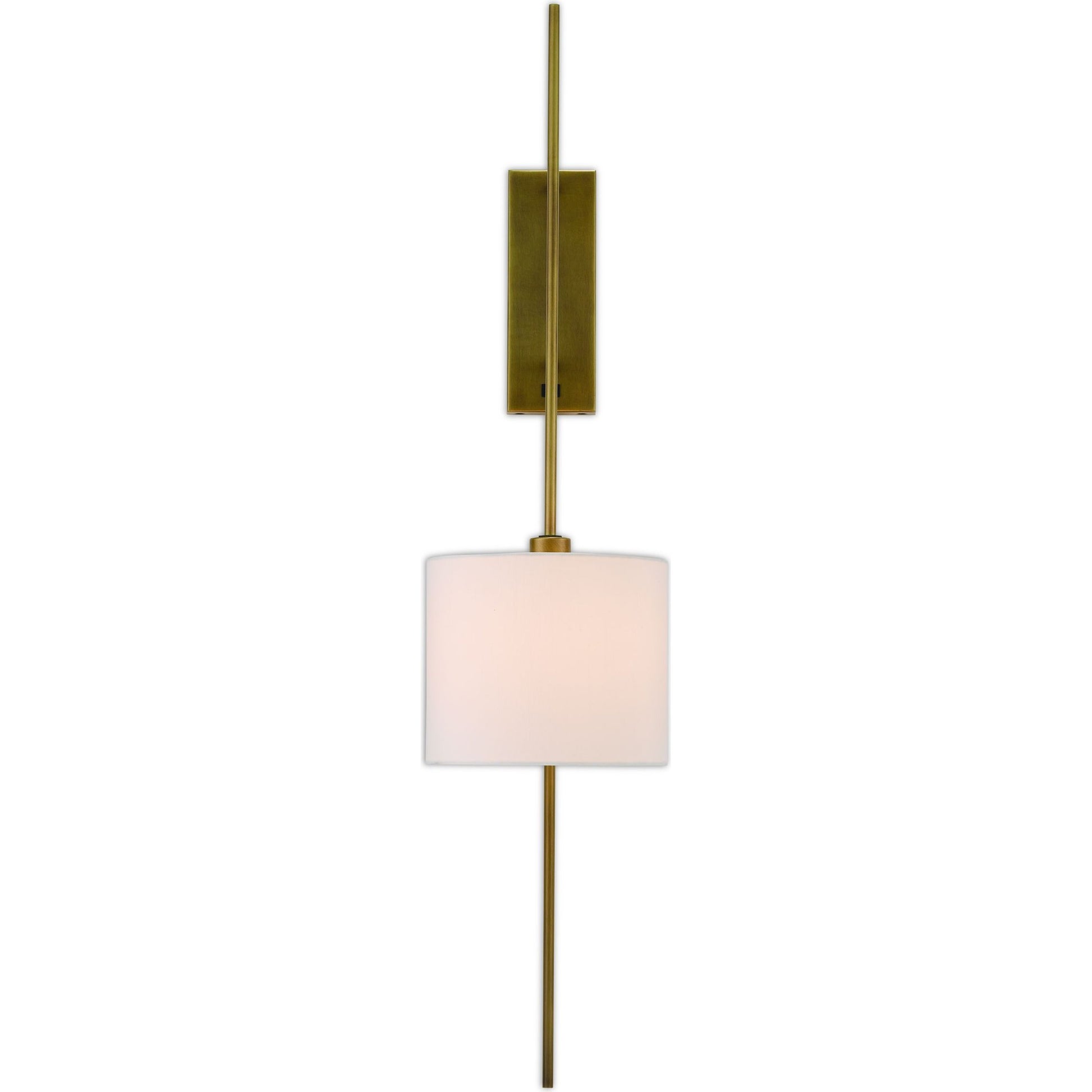Savill Wall Sconce by Currey and Company in antique brass. Made from metal in a transitional style.